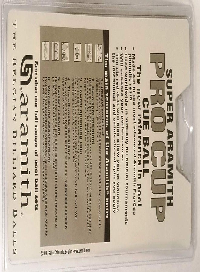 Aramith 2-1/4" Regulation Size Billiard/Pool Ball: Super Pro Cup Cue Ball with 6 Red Dots - Image 3