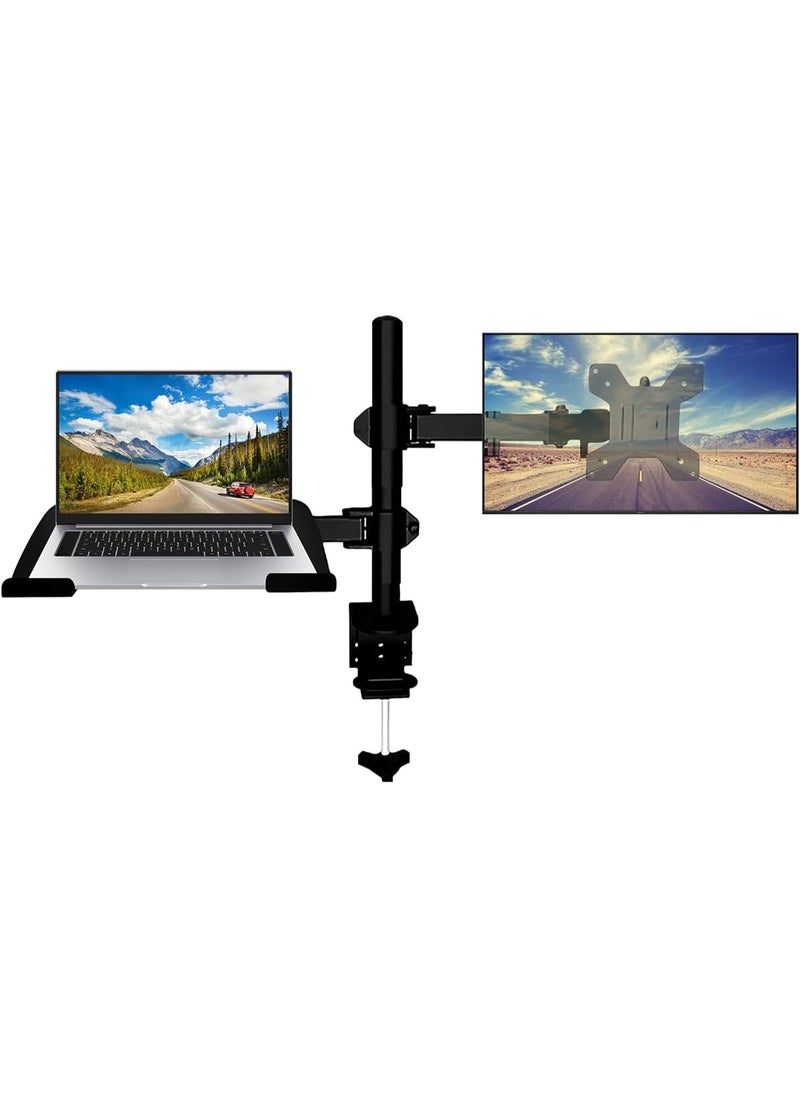 Generic Adjustable Dual Monitor Arm Stand with Laptop Tray – Fits 12-17 inch Notebooks and 13-32 inch Screens  - Image 2