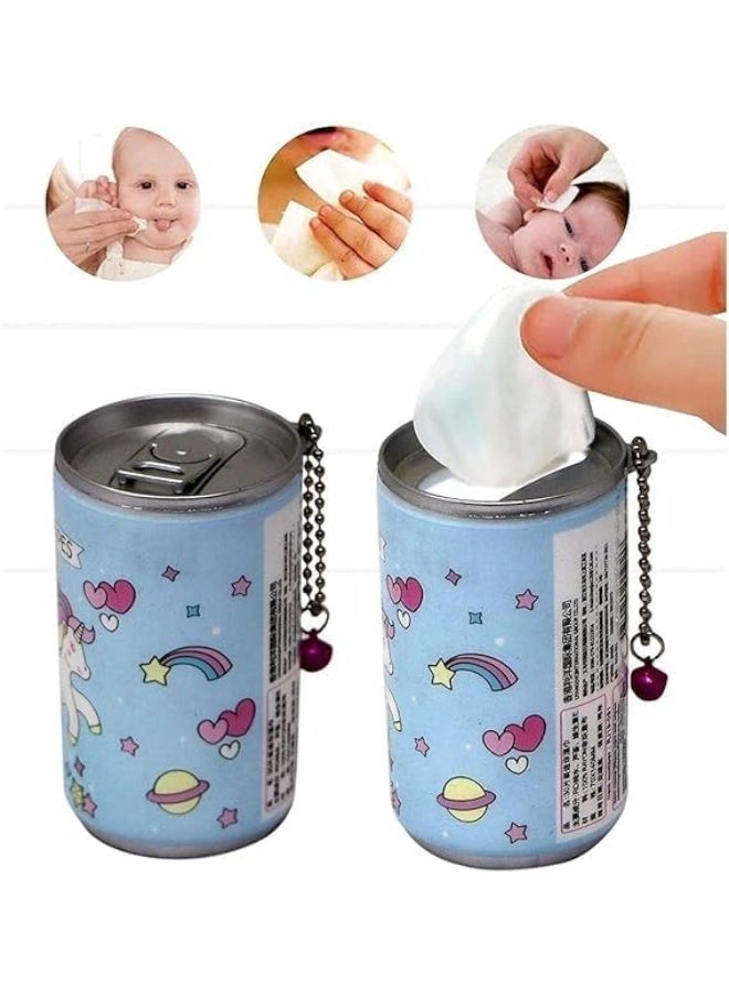 30-Pieces Mini Wet Wipes Tissue in Cartoon Printed Tin Can for Cleaning Face Body for Kids Girls Men Women, Candy Can Shaped, Wet Wipes Napkin, Portable Tin Wet Wipes (1 Can, Multicolor) - Image 5