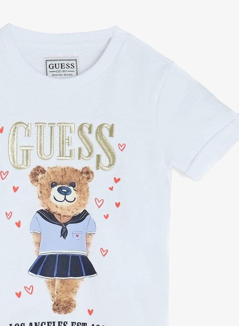 GUESS Kids French Terry Short Sleeve Sweatshirt Dress - Image 4