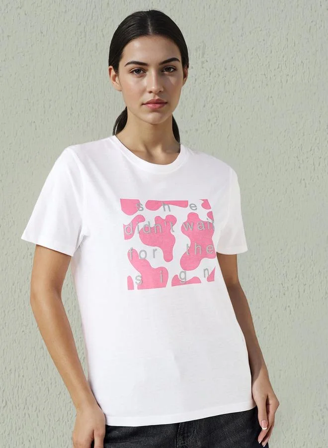 Splash FAV Regular Fit T shirt with Slogan Print Cotton