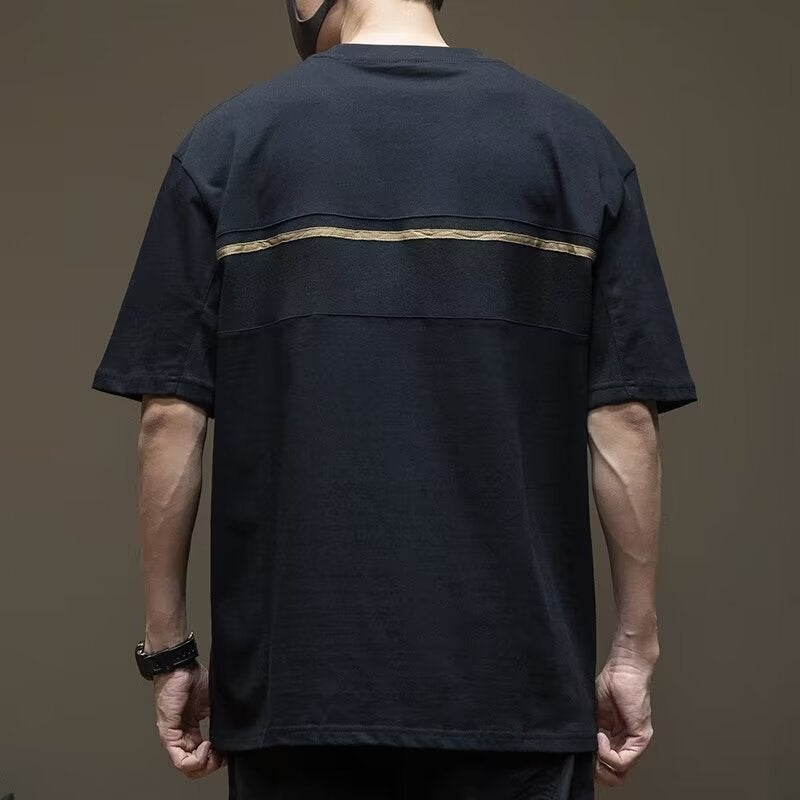 Summer Retro Fashionable Contrast Color Stitching Short-Sleeved T-Shirt Men'S Fashionable Brand Plus Size Loose Casual Half-Sleeved Top For Teenagers - Image 5