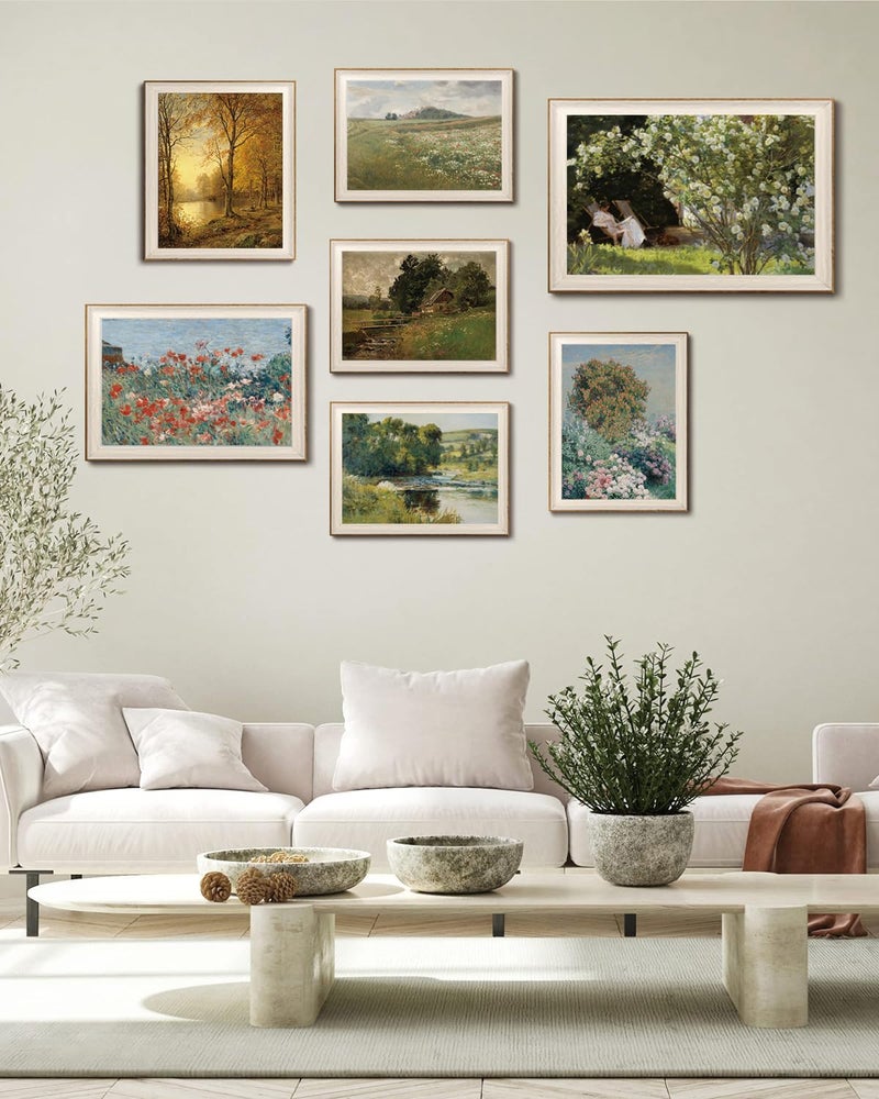 KISSFOX Framed Wall Art Vintage Wall Decor Wildflowers Canvas Art Landscape Pictures Floral Paintings Spring Scenery Artwork Impressionist Prints For Living Room Bedroom Kitchen - Image 4
