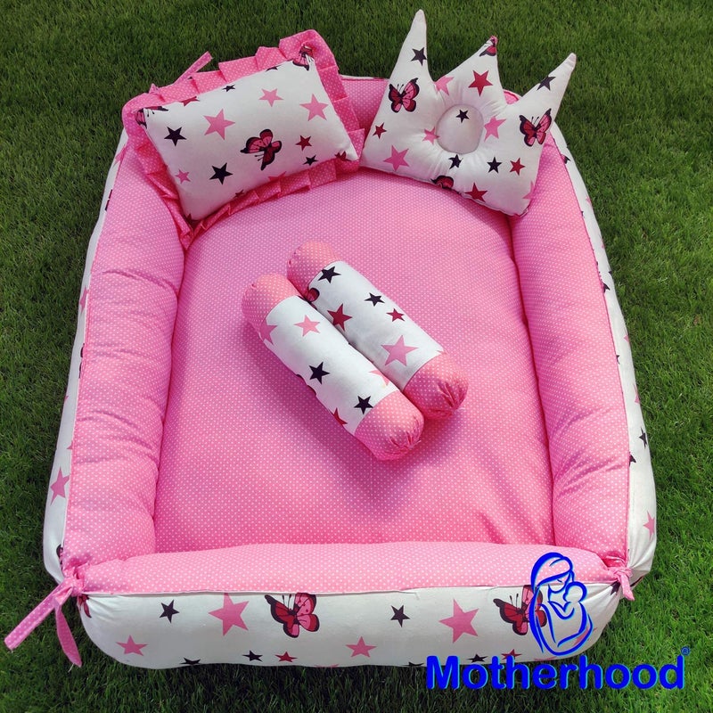 MOTHERHOOD MOTHERHOOD Box Baby Tub Bed with 4 pc Baby Pillow and 1 Large Baby Blanket Luxury UltraSoft Comfortable Baby Mattress Bed Sleeper Bedding Set coSleeper for Newborn to Toddlers Pink S D - Image 5