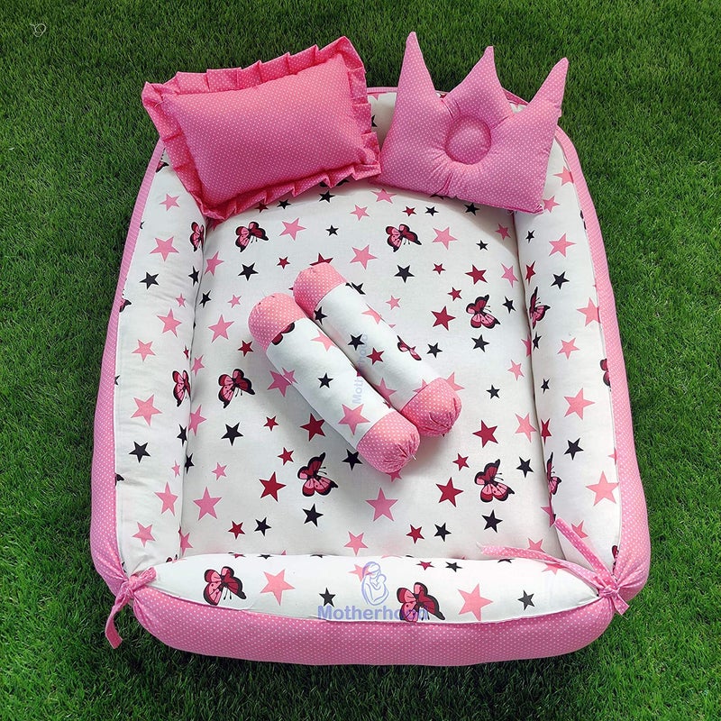 MOTHERHOOD MOTHERHOOD Box Baby Tub Bed with 4 pc Baby Pillow and 1 Large Baby Blanket Luxury UltraSoft Comfortable Baby Mattress Bed Sleeper Bedding Set coSleeper for Newborn to Toddlers Pink S D - Image 4