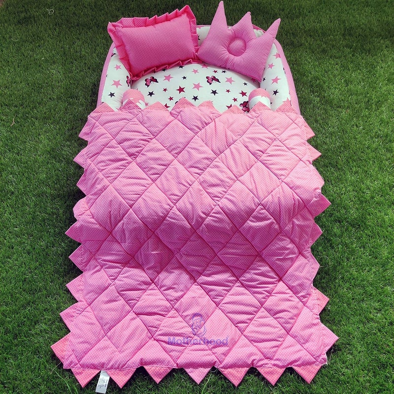 MOTHERHOOD MOTHERHOOD Box Baby Tub Bed with 4 pc Baby Pillow and 1 Large Baby Blanket Luxury UltraSoft Comfortable Baby Mattress Bed Sleeper Bedding Set coSleeper for Newborn to Toddlers Pink S D - Image 2