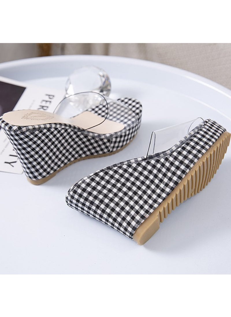 Rup Art Women’s Platform Wedge Slippers – PVC Peep Toe High Heel Sandals for Summer Nail Art Exposure  - Image 5