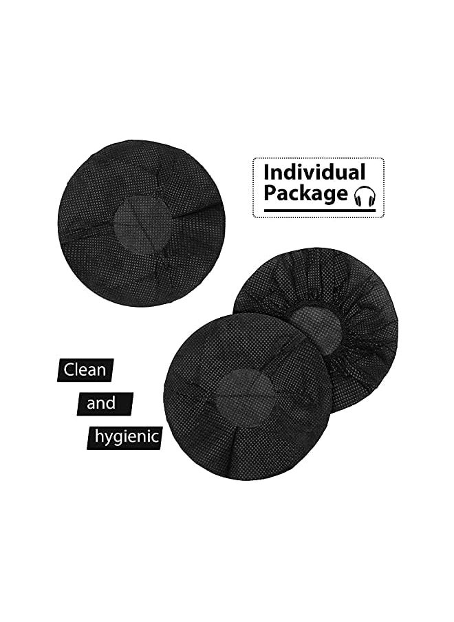 erorex Pro M Stretchable Headphone Covers Disposable Sanitary Earcup Earpad Covers Fits Medium Large Sized Headset 100 Pcs 50 Pairs Black  - Image 3