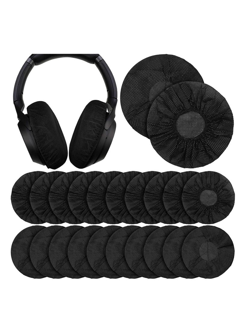 erorex Pro M Stretchable Headphone Covers Disposable Sanitary Earcup Earpad Covers Fits Medium Large Sized Headset 100 Pcs 50 Pairs Black  - Image 1