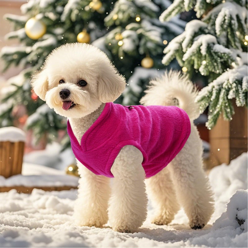 Rbenxia 1 Piece Dog Sweater with Leash Ring Soft Fleece Vest Dog Pullover Warm Jacket Pet Dogs Clothes Winter Dogs Outfits for Small Puppy Cat Pets (Rose Red, Large) - Image 5