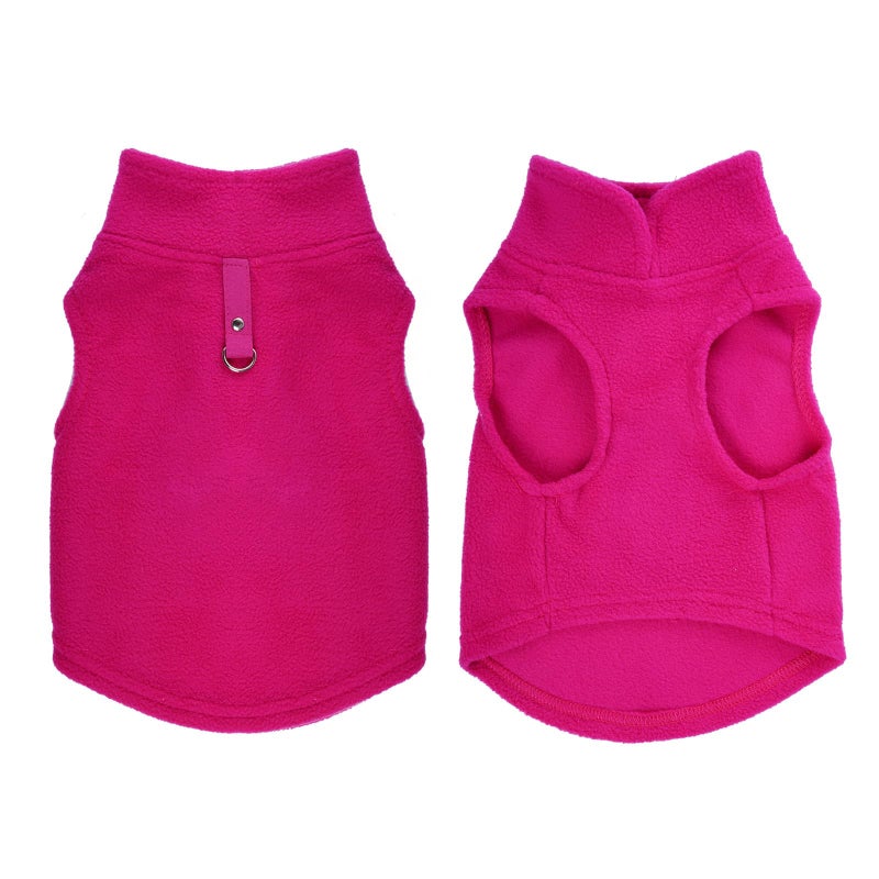 Rbenxia 1 Piece Dog Sweater with Leash Ring Soft Fleece Vest Dog Pullover Warm Jacket Pet Dogs Clothes Winter Dogs Outfits for Small Puppy Cat Pets (Rose Red, Large) - Image 3