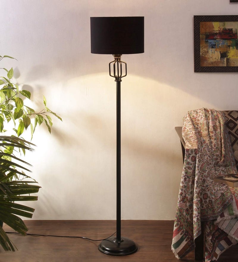 AMDHOME A498 Black Drum Designer Iron Floor Lamp for Home Decor Black Medium - Image 1