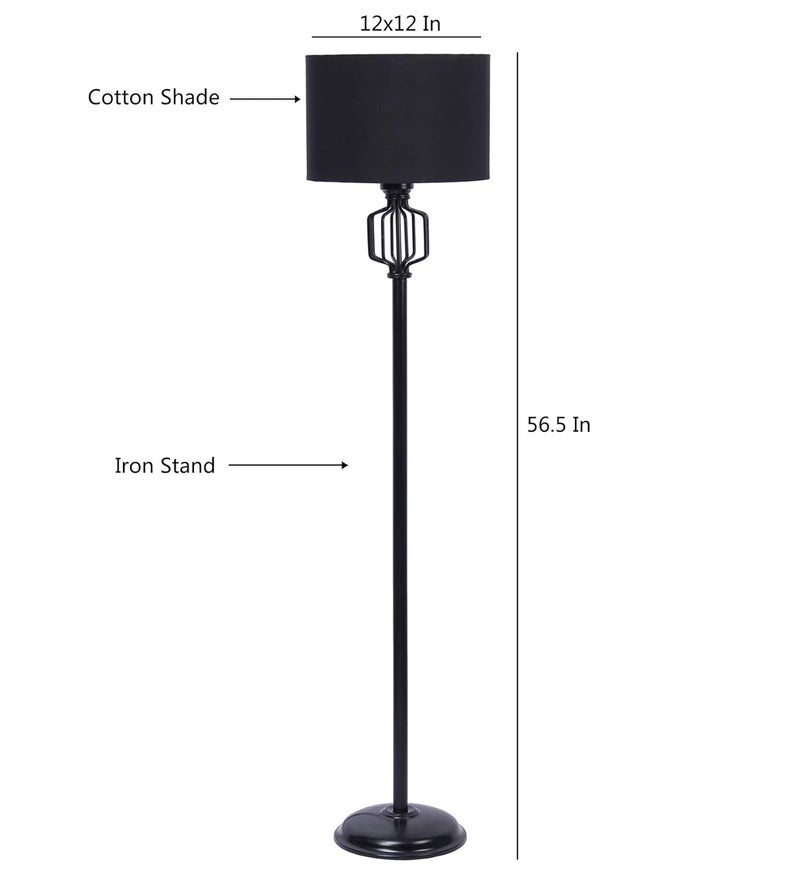 AMDHOME A498 Black Drum Designer Iron Floor Lamp for Home Decor Black Medium - Image 5