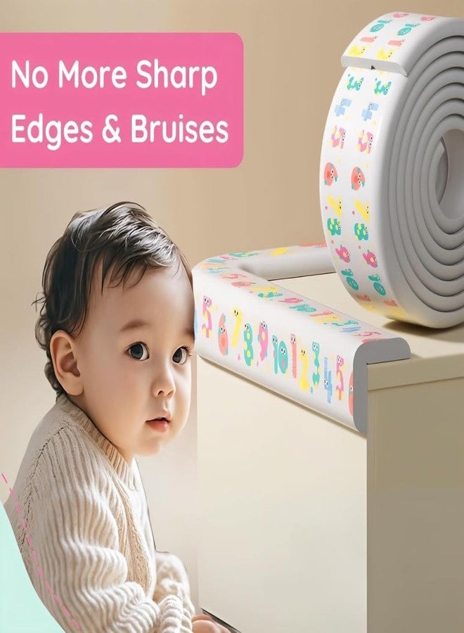 Kolorful شريط حماية ملون للأطفال بتصميم Cute1234، شريط أمان مسطح بطول 2 متر، لحماية الأثاث والأثاث، شريط حماية كثيف للحواف لحماية الأطفال، شريط إسفنجي ناعم، شريط حماية الطاولة للأطفال (رمادي (رقم)) - Image 5
