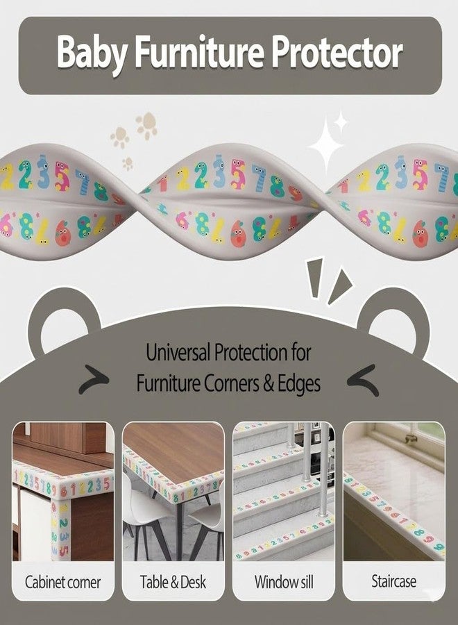 Kolorful شريط حماية ملون للأطفال بتصميم Cute1234، شريط أمان مسطح بطول 2 متر، لحماية الأثاث والأثاث، شريط حماية كثيف للحواف لحماية الأطفال، شريط إسفنجي ناعم، شريط حماية الطاولة للأطفال (رمادي (رقم)) - Image 4