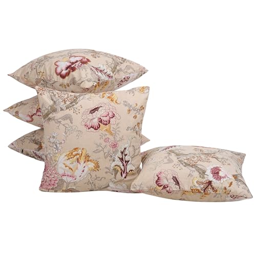 Clasiko Cotton Cushion Covers Set of 5; 24x24 Inches; Beloved Blossoms - Image 3