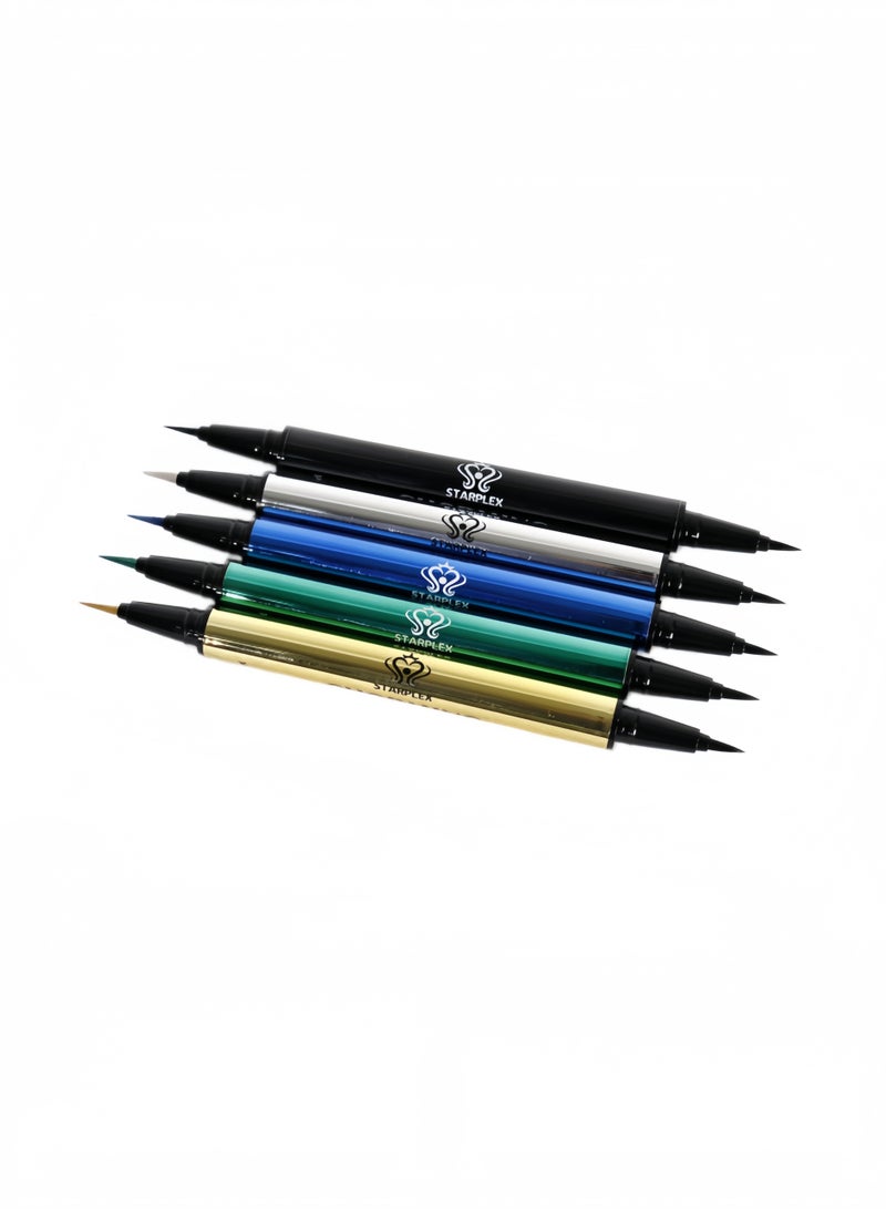 STARPLEX Double-Ended Glitter Liquid Eyeliner Blue Shimmer, Waterproof Sweatproof Smudge-Proof, Quick Dry 2-in-1 Dual Tip, 5 Shades, Ideal for Sensitive Eyes - Image 5