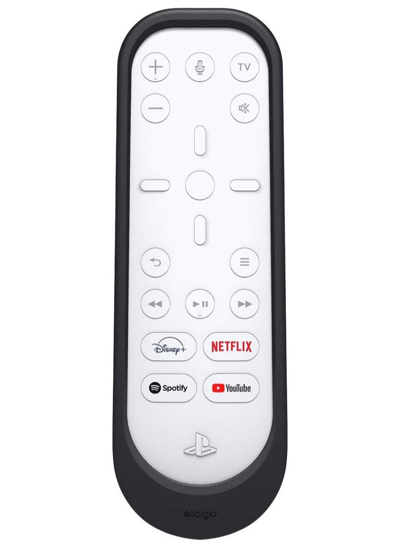 Elago حافظة جهاز التحكم عن بعد من السيليكون من إيلاجو متوافقة مع جهاز التحكم عن بعد الخاص ببلاي ستيشن 5 ميديا، مصنوعة من السيليكون المتين، بتصميم نحيف ومريح، حماية من السقوط - أسود - Image 1