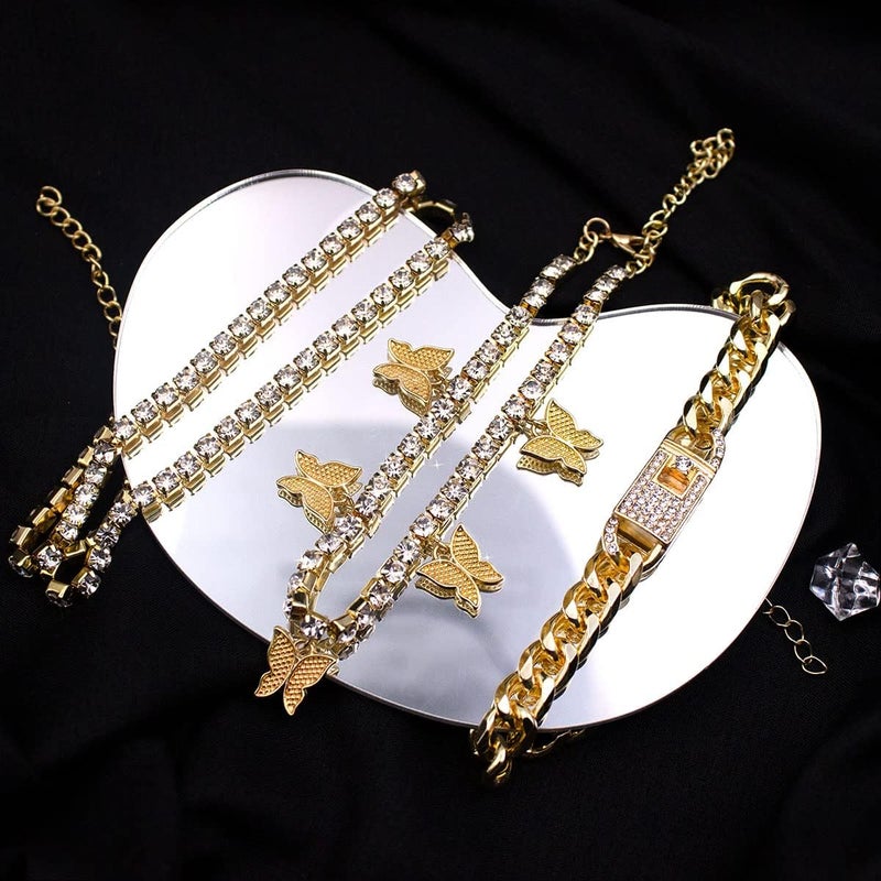 yfstyle Butterfly Ankle Bracelet for Women Rhinestone Anklets Bulk Adjustable Layered Beach Ankle Bracelet Braided Chain Anklet Charm Ankle Bracelet Jewerly Gift - Image 4