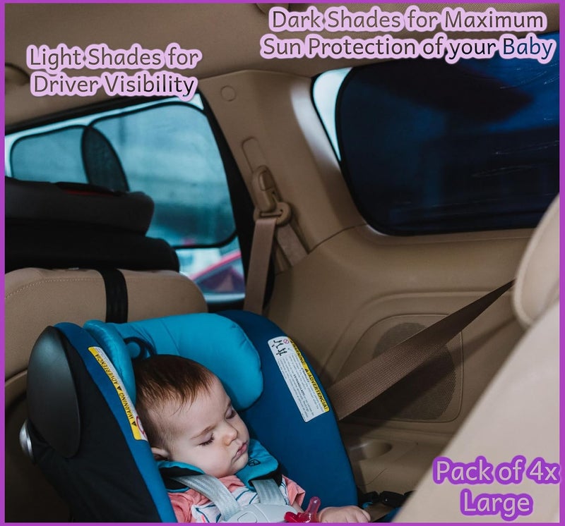 Car Window Shade (4Pack) - Certified UV Protection for Babies - Blocks 99.95% UVR - Image 2
