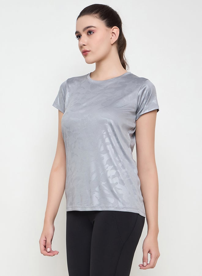 Clovia Grey Comfort Fit Camouflage Print Active T-Shirt - Image 4