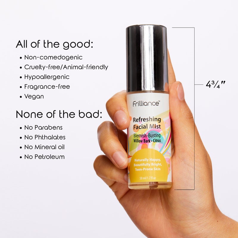 Frilliance Hydrating Facial Mist Spray, Set and Refresh Citrus Rain, Vegan Cruelty Free Hypoallergenic for Teens of All Skin Types, 50 ml / 1.7 fl oz - Image 2