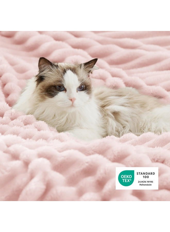 Bedsure Sherpa Blanket Queen Size for Bed - Super Soft, Cozy Fleece Thick Warm Blanket for Winter, GentleSoft Home Room Decor, Pink, 90x90 Inches - Image 4