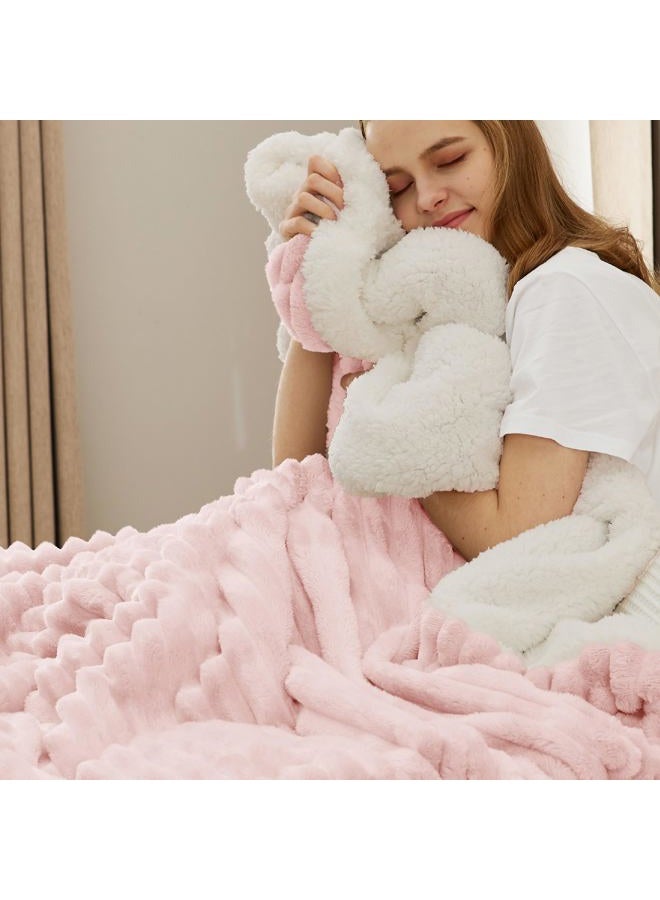 Bedsure Sherpa Blanket Queen Size for Bed - Super Soft, Cozy Fleece Thick Warm Blanket for Winter, GentleSoft Home Room Decor, Pink, 90x90 Inches - Image 1