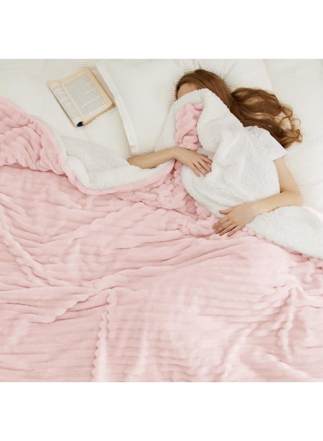 Bedsure Sherpa Blanket Queen Size for Bed - Super Soft, Cozy Fleece Thick Warm Blanket for Winter, GentleSoft Home Room Decor, Pink, 90x90 Inches - Image 2