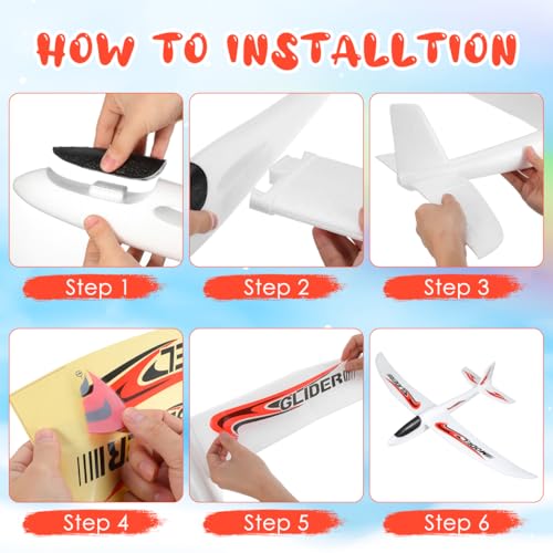 NUOBESTY 2 Pack Airplane 39 Large Throwing Glider Plane Toy 2 Flight Modes Foam Glider Airplane for Kids Flying Plane Toys for Boys Girls to Outdoor Play Birthday Party Favor - Image 5