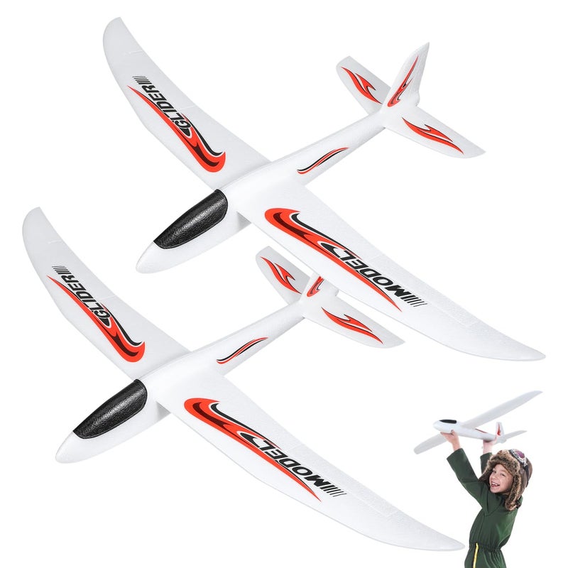 NUOBESTY 2 Pack Airplane 39 Large Throwing Glider Plane Toy 2 Flight Modes Foam Glider Airplane for Kids Flying Plane Toys for Boys Girls to Outdoor Play Birthday Party Favor - Image 3