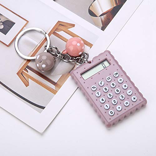 FOSA Mini Calculator & Key Chain, 2 in 1, Candy Color Digits, Electronic, Portable, Cute Cookies, Gray - Image 3