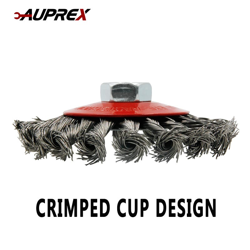 AUPREX 5 Pack 4 Inch Twist Knotted Wire Wheel Brush for Angle Grinder with 5/8 Inch-11 Threaded Arbor - 0.02 Inch Carbon Steel Wire for Heavy-Duty Conditioning for Various Metals - Image 5