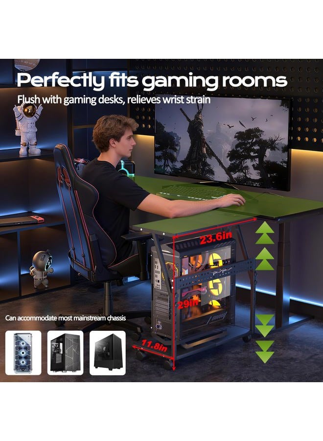 Tyfnry 24In Large PC Stand, 5 Levels Height Adjustable Computer Tower Stand with Charging Station, Wheels and Hooks, CPU Holder Cart for Floor, Carpet and Under Desk, Easy Assembly（with Power Strips） - Image 5