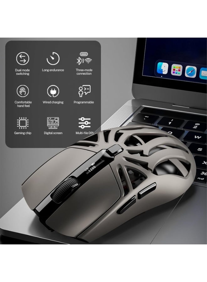 SMAILWOLF RS8 Gaming Mouse 2.4G/Bluetooth/Wired Tri-Mode 6 Buttons,Digital Display,Silent Mice,Rechargeable,Customizable Macro and RGB Backlight USB for PC/Mac/Laptop - Image 2