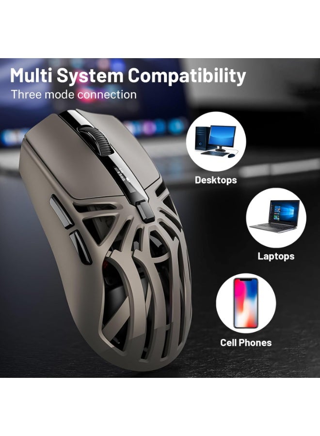SMAILWOLF RS8 Gaming Mouse 2.4G/Bluetooth/Wired Tri-Mode 6 Buttons,Digital Display,Silent Mice,Rechargeable,Customizable Macro and RGB Backlight USB for PC/Mac/Laptop - Image 4