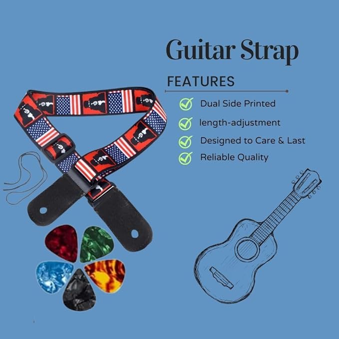 Mocking Bird Guitar Strap for Acoustic Adjustable Buckle Electric Guitar Strap Polyester Guitar Belt For Acoustic/Bass/Electric Guitars - Image 3