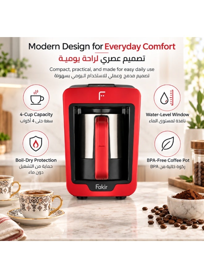 Fakir Turkish Coffee Maker with Stainless Steel Pot, 4 Cups, Red - Image 4