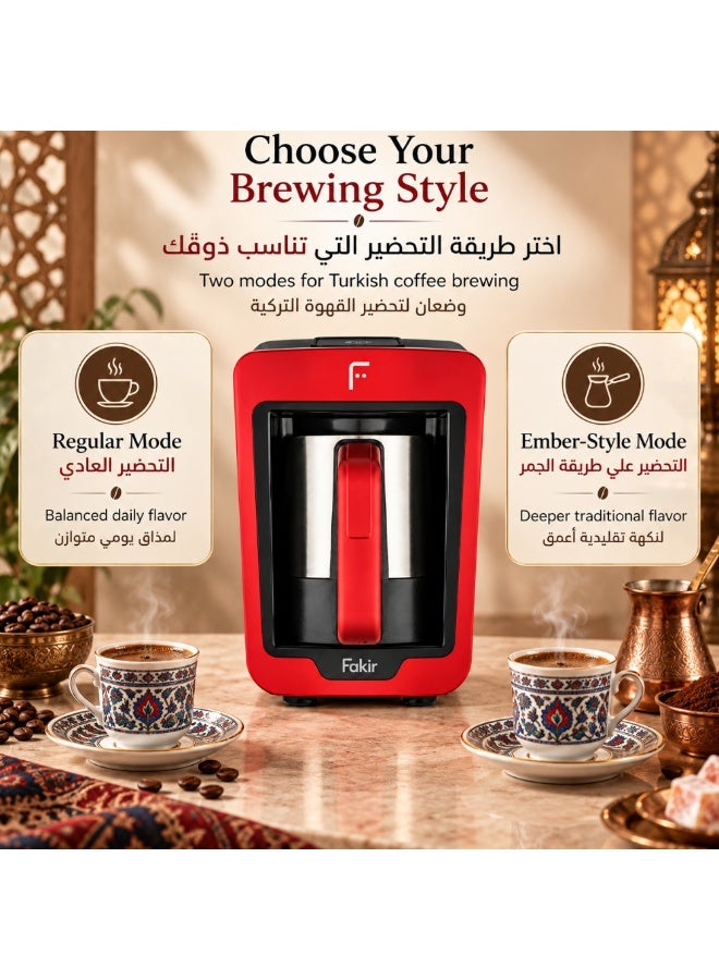 Fakir Turkish Coffee Maker with Stainless Steel Pot, 4 Cups, Red - Image 2