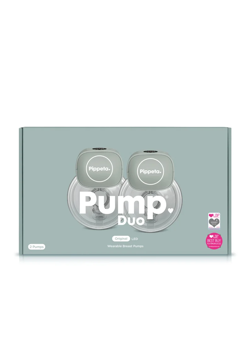 بيبيتا Pack of 2 Wearable Hands Free Breast Pump - Led Screen, Single Pumping, 12 Suction Levels Modes, 180 Ml Capacity - Sea Salt