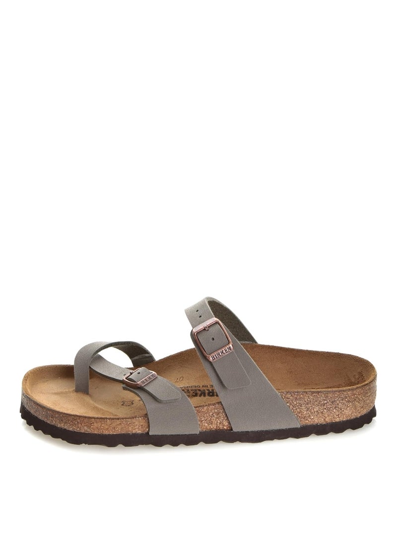 Birkenstock Girl's Mayari Birko-Flor Nubuck Flip Flops, Grey Stone, 6/6.5 - Image 2