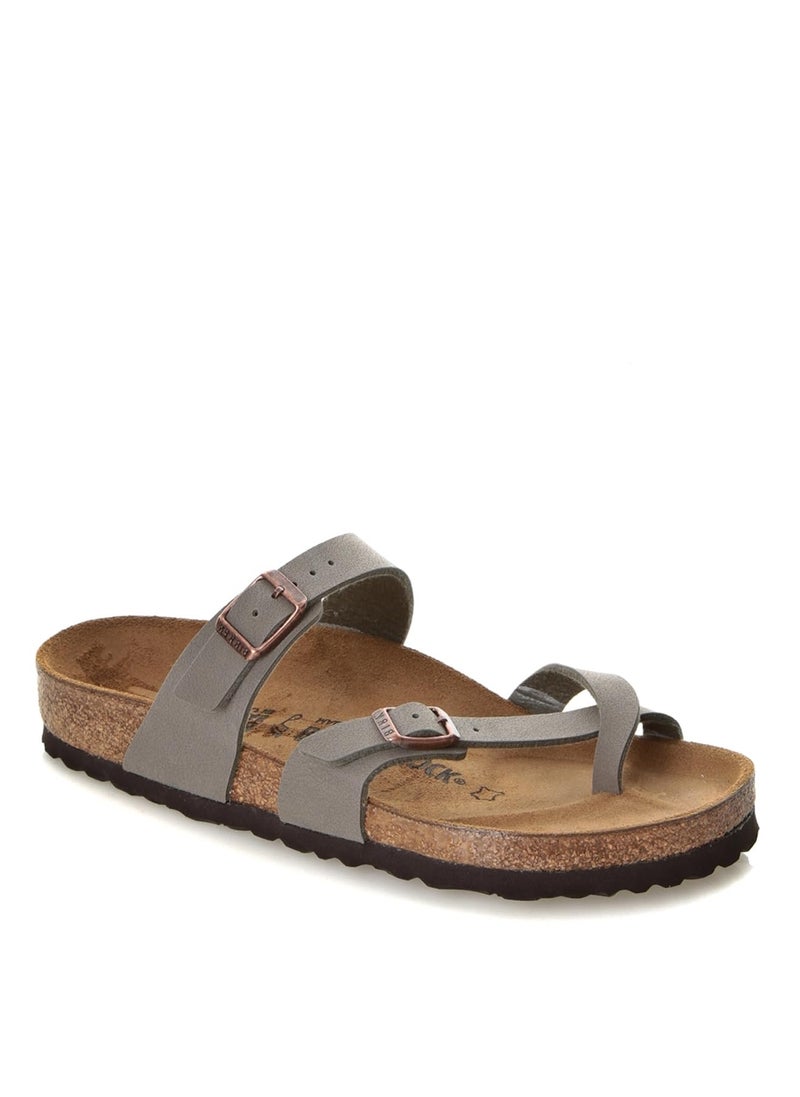 Birkenstock Girl's Mayari Birko-Flor Nubuck Flip Flops, Grey Stone, 6/6.5 - Image 1