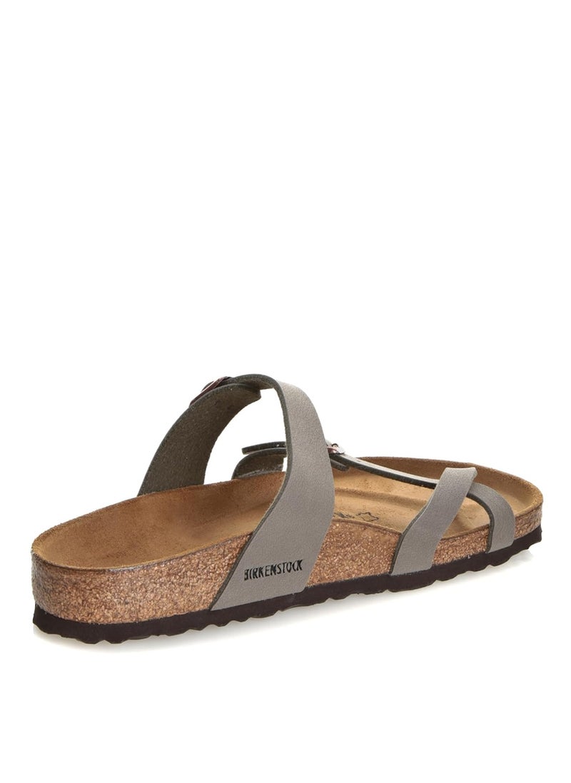 Birkenstock Girl's Mayari Birko-Flor Nubuck Flip Flops, Grey Stone, 6/6.5 - Image 3