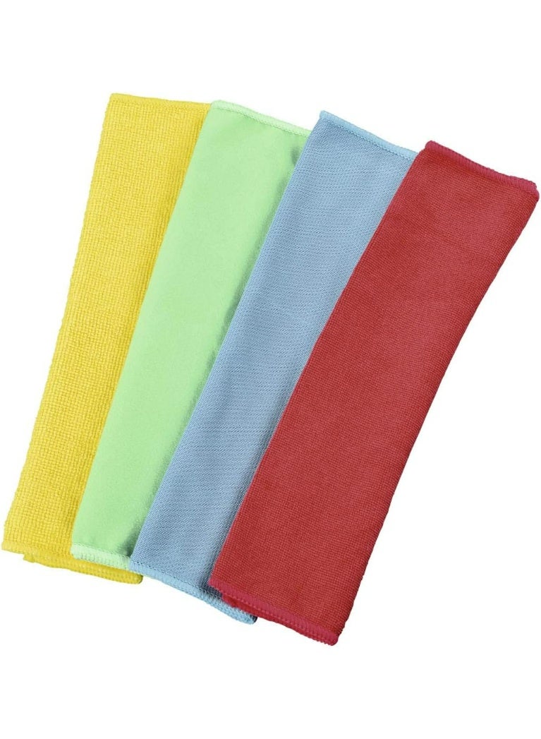 Xavax 111391 Microfibre Cloths, 4-Pieces, 30 x 30 cm, Blue/Green/Yellow/Red