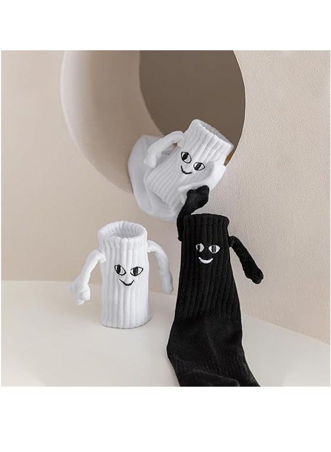 2 Pairs Magnetic Socks Hand Hold Socks,Couple Hand in Hand Socks,Novelty Friendship socks for Men Women,Mid Tube Funny Hand In Hand Socks, Mid-Tube Sock - Image 2