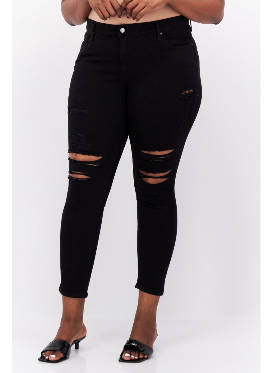 Levi's - Women Plus Size Rip Stretchable Jeans, Black - Image 1