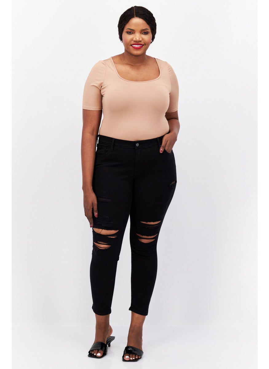 Levi's - Women Plus Size Rip Stretchable Jeans, Black - Image 1