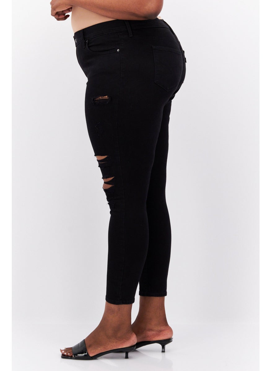 Levi's - Women Plus Size Rip Stretchable Jeans, Black - Image 1