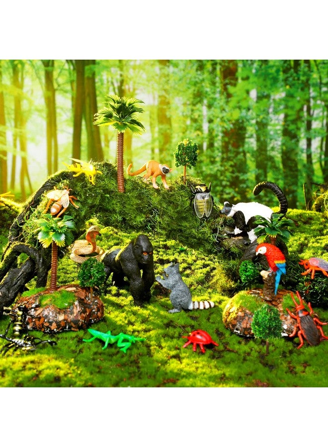 Jexine 25 Pack Rainforest Animals Figures Toys Set Assorted Creatures Rainforest Diorama Supplies Animals Model Trees for Birthday Party Favors, Piñata Fillers, for Boys and Girls - Image 5