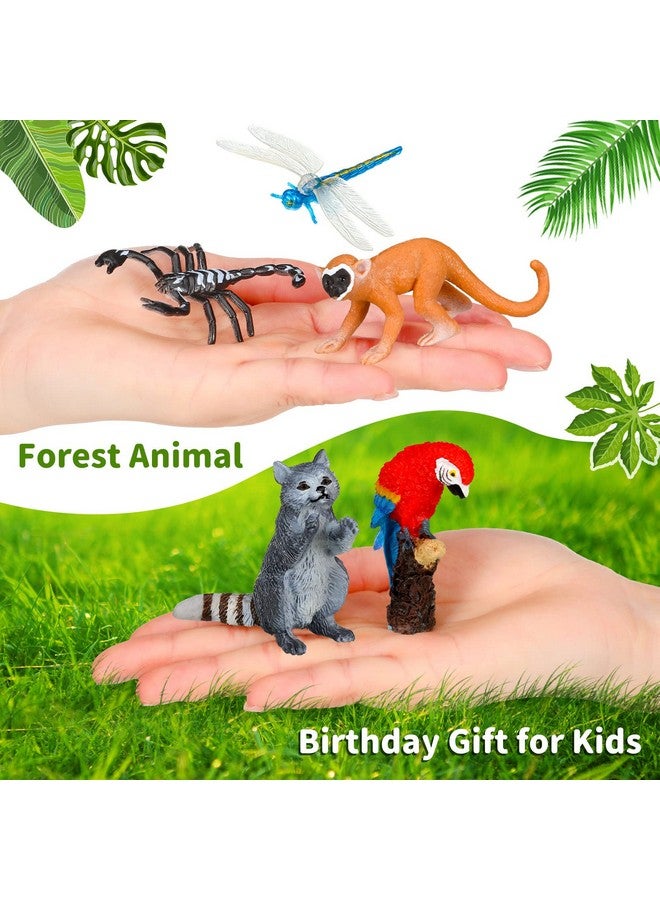 Jexine 25 Pack Rainforest Animals Figures Toys Set Assorted Creatures Rainforest Diorama Supplies Animals Model Trees for Birthday Party Favors, Piñata Fillers, for Boys and Girls - Image 3